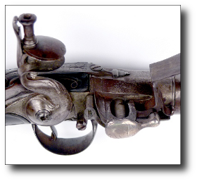 Flash pan with cylinder rotated showing the second touch hole